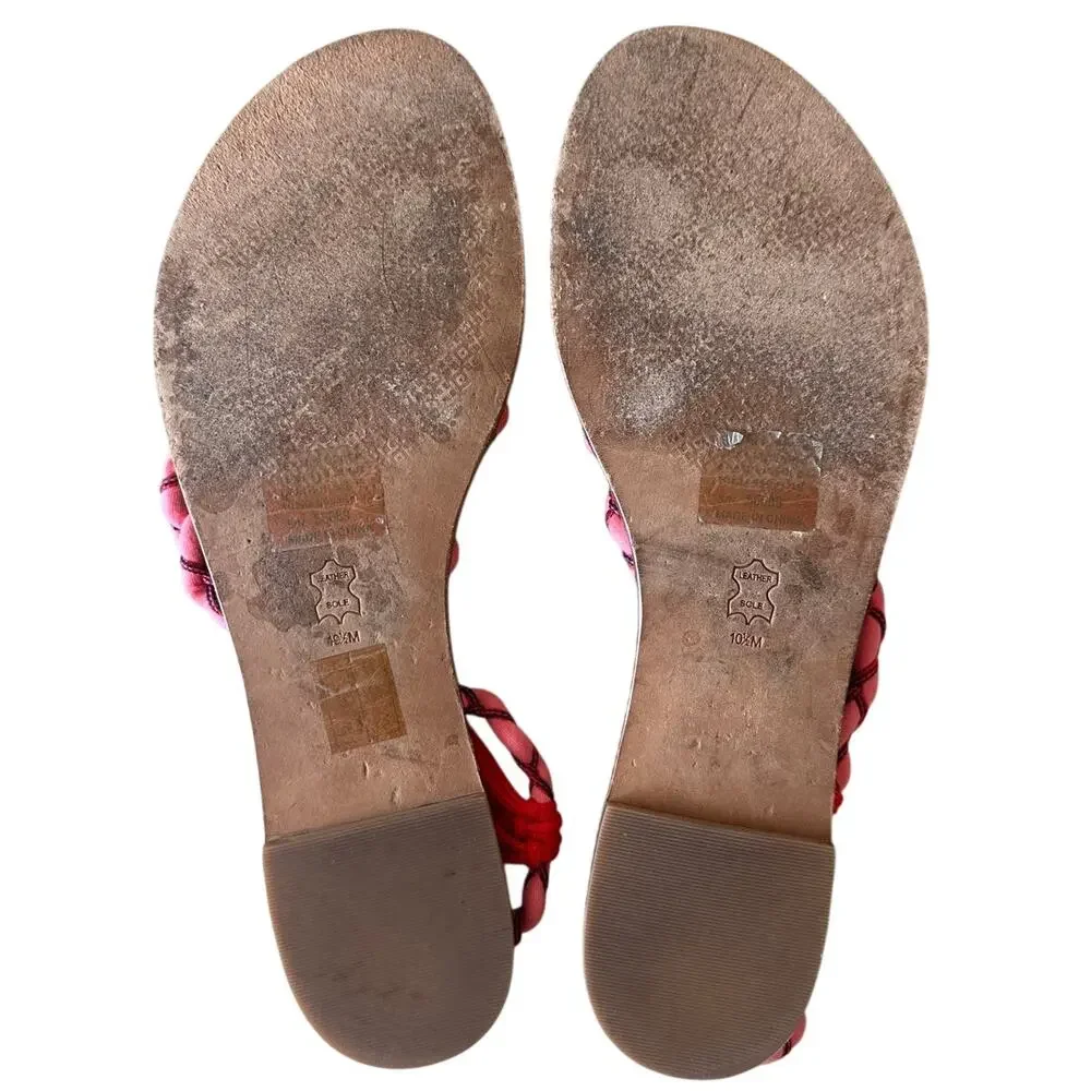 Tory Burch Paloma Sandals Pink Braided Strappy Boho Size 10.5